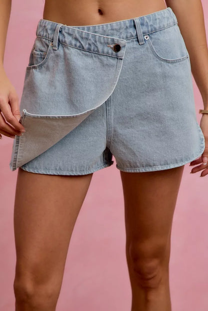 washed denim wrap So Me Washed Denim Wrap Skorts view 3 (piece) - shop at us.meeeshop
