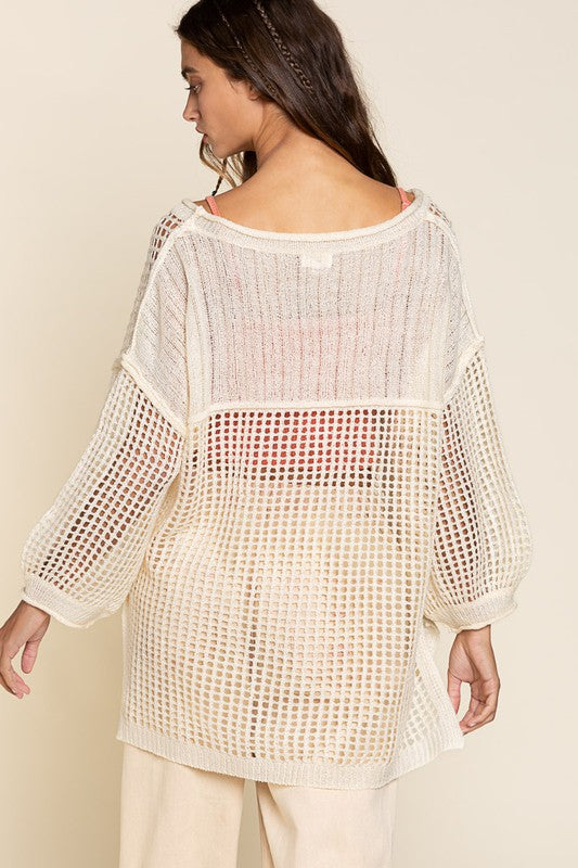 POL Oversized Fit See-through Pullover Sweater | us.meeeshop