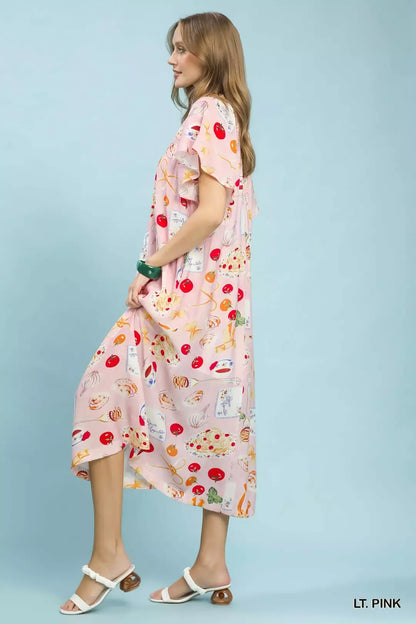 umgee abstract print Umgee Abstract Print Flutter Sleeve Midi Dress view 4 (dress) - shop at us.meeeshop
