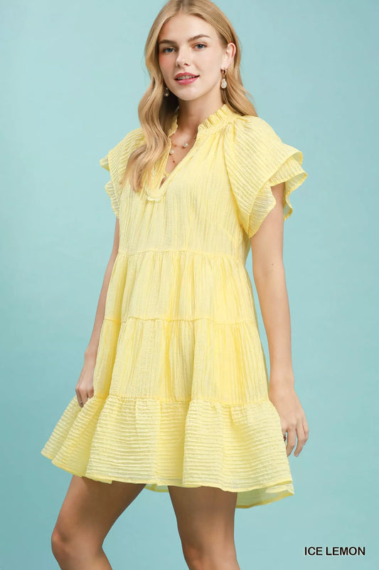 umgee tiered ruffle Umgee Tiered Ruffle Sleeve Textured Mini Dress view 2 (dress) - shop at us.meeeshop