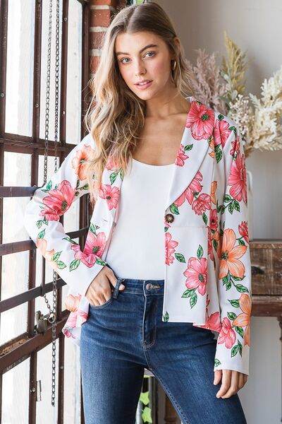 Heimish Full Size Multi Color Floral Blazers with Tunic Plus Size - us.meeeshop