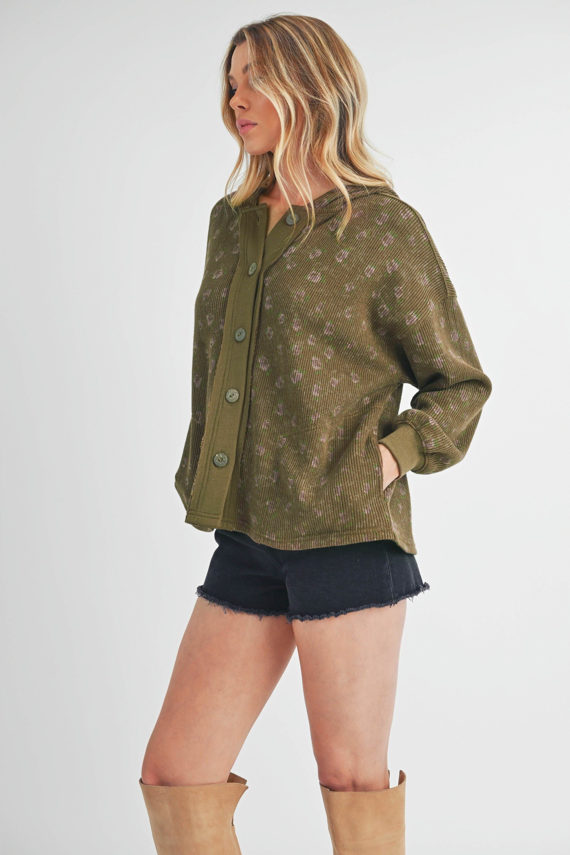 Aemi + Co Floral Button Up Hooded Jacket - us.meeeshop