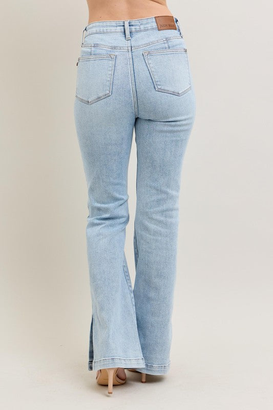 Judy Blue Full Size Tummy Control Vintage Wash Side Slit Slim Boot Jeans Plus Size - us.meeeshop