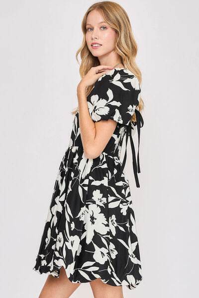 Umgee Two Tone Floral Print Babydoll Dress Plus Size - us.meeeshop