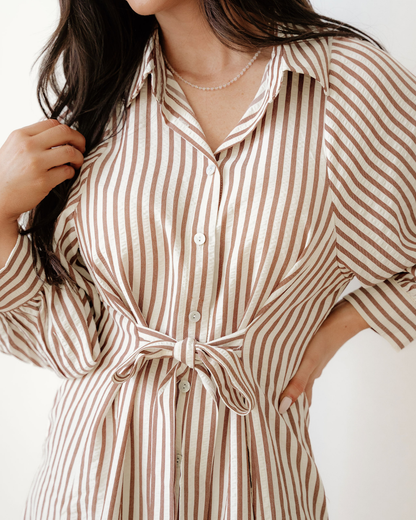 selena knot waist Selena Knot Waist Puff Sleeve Button Down Mini Shirt Dress view 4 (dress) - shop at us.meeeshop
