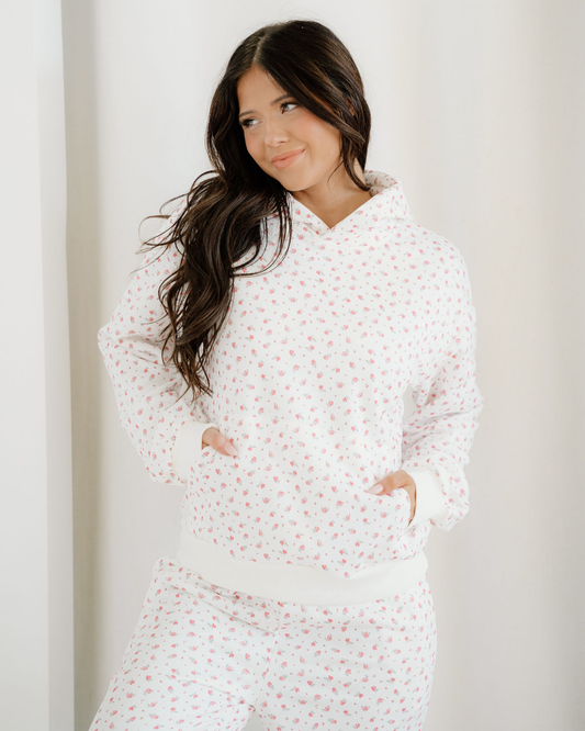 rose sweat set Rose Sweat Set Floral Kangaroo Pocket Hoodie Pants Set view 2 (bottom) - shop at us.meeeshop