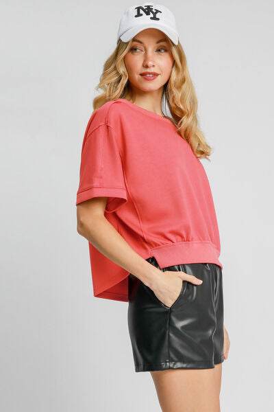 Umgee Lightweight Cropped Sweatshirt Plus Size - us.meeeshop