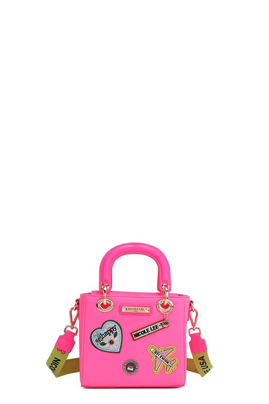 Nicole Lee USA Color Patch Handbag with Top Handle in Hot Pink - us.meeeshop