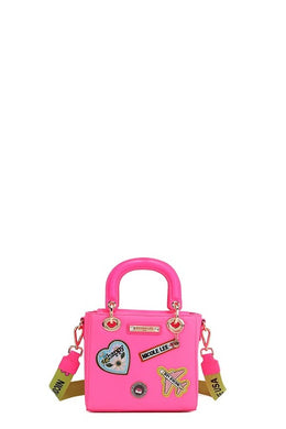 Nicole Lee USA Color Patch Handbag with Top Handle in Hot Pink