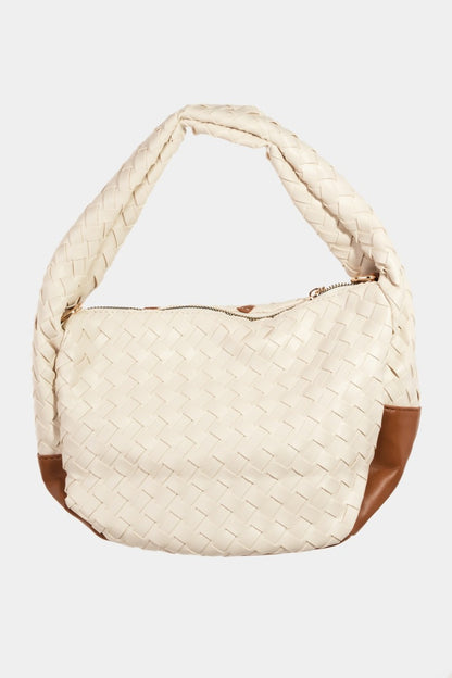 Fame Tassel Detail Weave Semi Circle Bag | us.meeeshop