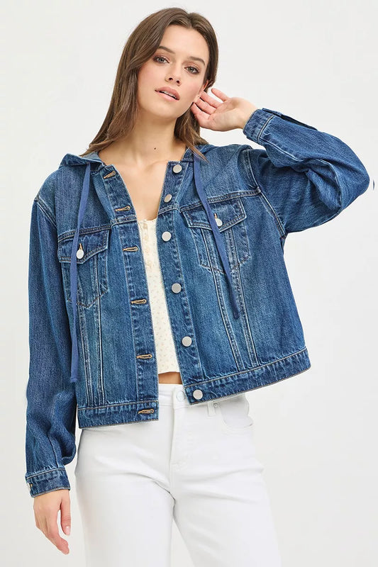 risen basic denim RISEN Basic Denim Jacket with Hoodie view 2 (layer) - shop at us.meeeshop