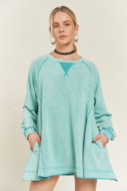 colorwash tunic sweatshirt Colorwash Tunic Sweatshirt PINK (top) - shop at us.meeeshop