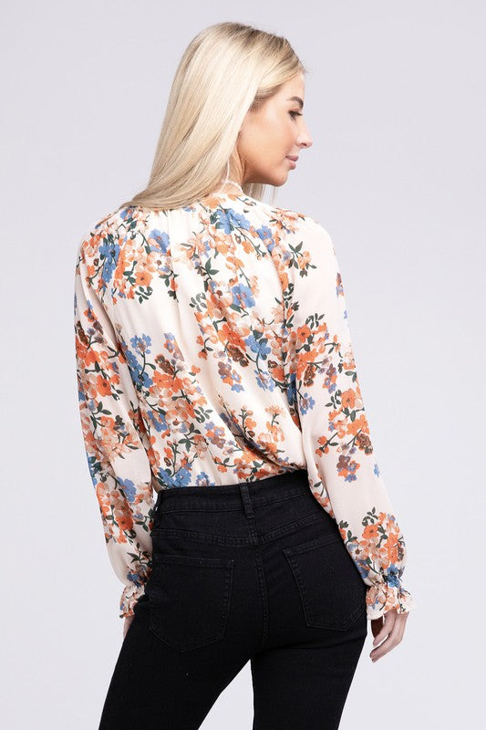 Floral chiffon blouse | us.meeeshop