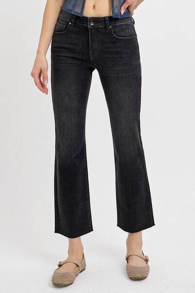 RISEN Tummy Control Mid Rise Crop Straight Jeans - us.meeeshop