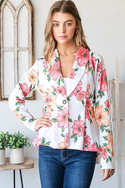 Heimish Full Size Multi Color Floral Blazers with Tunic Plus Size - us.meeeshop