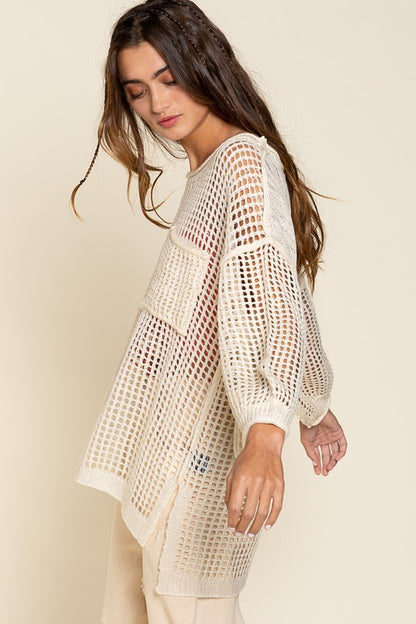 POL Oversized Fit See-through Pullover Sweater | us.meeeshop