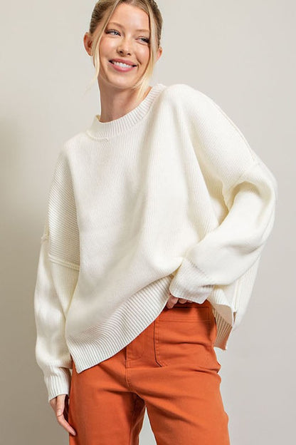 eesome Long Sleeve Ribbed Sweater | us.meeeshop