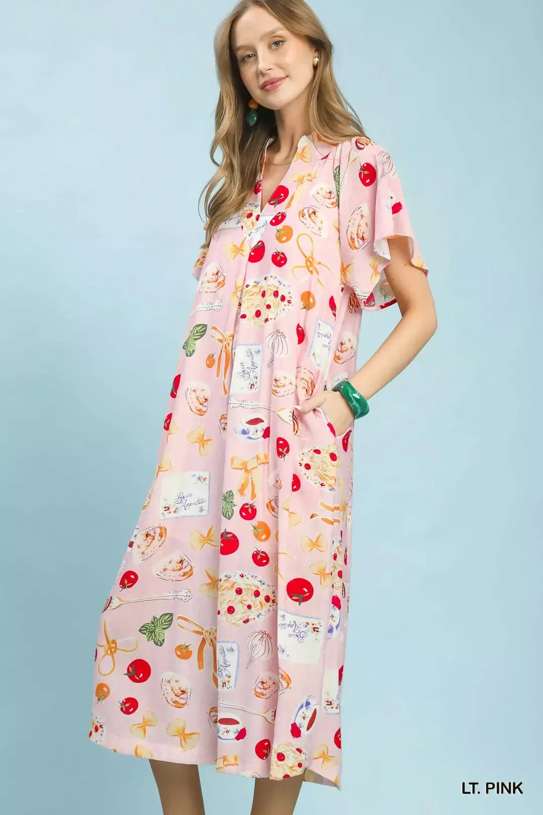 umgee abstract print Umgee Abstract Print Flutter Sleeve Midi Dress view 3 (dress) - shop at us.meeeshop