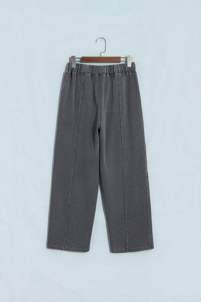 Lola Mineral Wash Seam Detail Elastic Waist Barrel Pants
