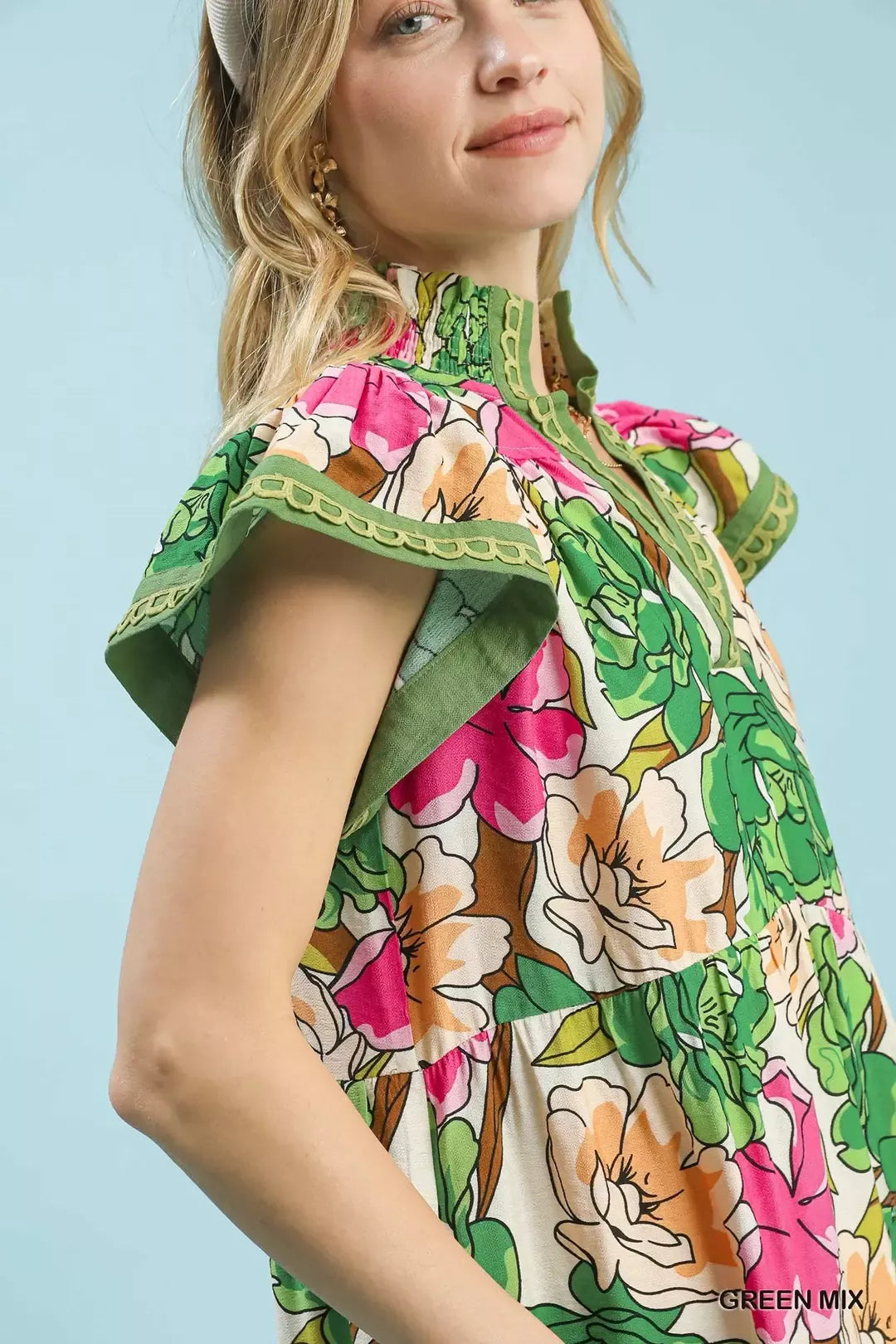 umgee mix bold Umgee Mix Bold Floral Tiered Midi Dress view 5 (dress) - shop at us.meeeshop