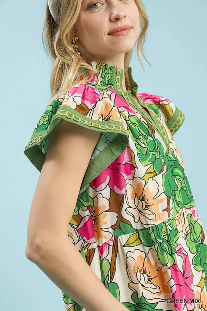 umgee mix bold Umgee Mix Bold Floral Tiered Midi Dress view 5 (dress) - shop at us.meeeshop