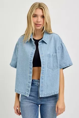 risen oversized half Risen Oversized Half Sleeve Cropped Shirts view 3 (top) - shop at us.meeeshop