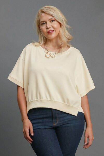 Umgee Lightweight Cropped Sweatshirt Plus Size - us.meeeshop