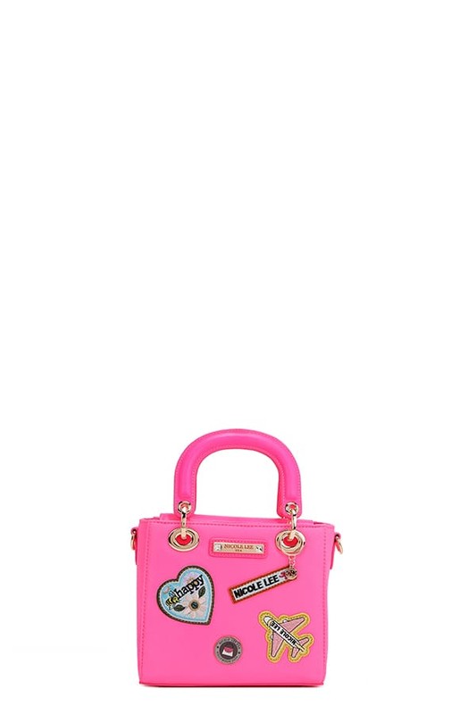 Nicole Lee USA Color Patch Handbag with Top Handle in Hot Pink - us.meeeshop