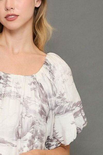 Umgee | Two Tone Toile Print Top Plus Size - us.meeeshop