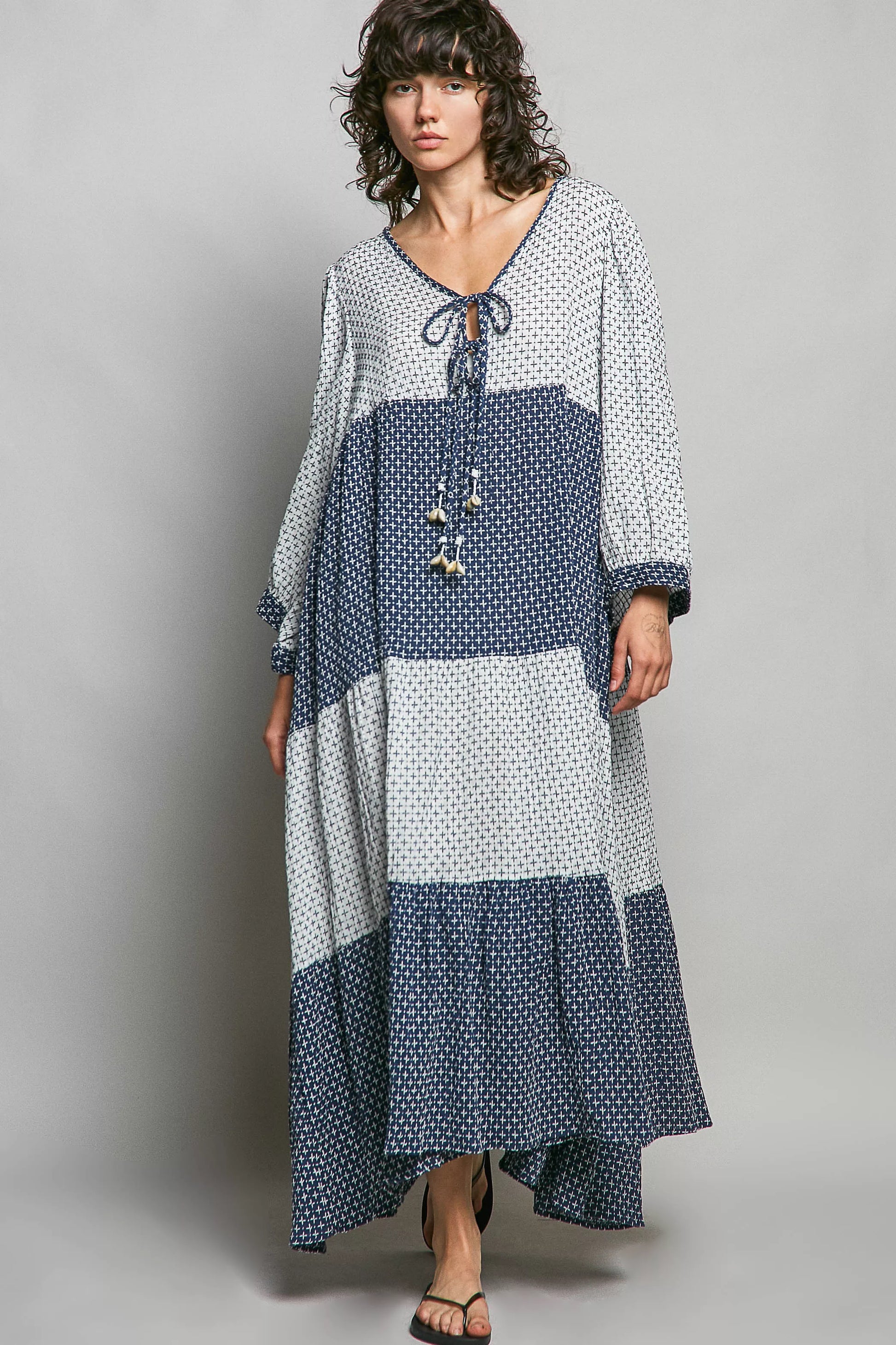 pol tiered boho POL Tiered Boho Two-tone Maxi Dress view 2 (dress) - shop at us.meeeshop
