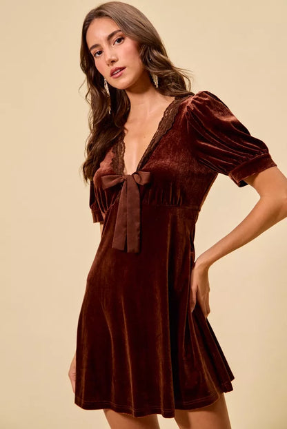 velvet short sleeves So Me Velvet Short Sleeves Mini Dress view 3 (dress) - shop at us.meeeshop