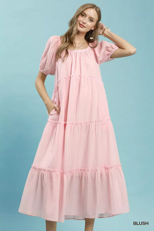 umgee textured tiered Umgee Textured Tiered Midi Dress view 2 (dress) - shop at us.meeeshop