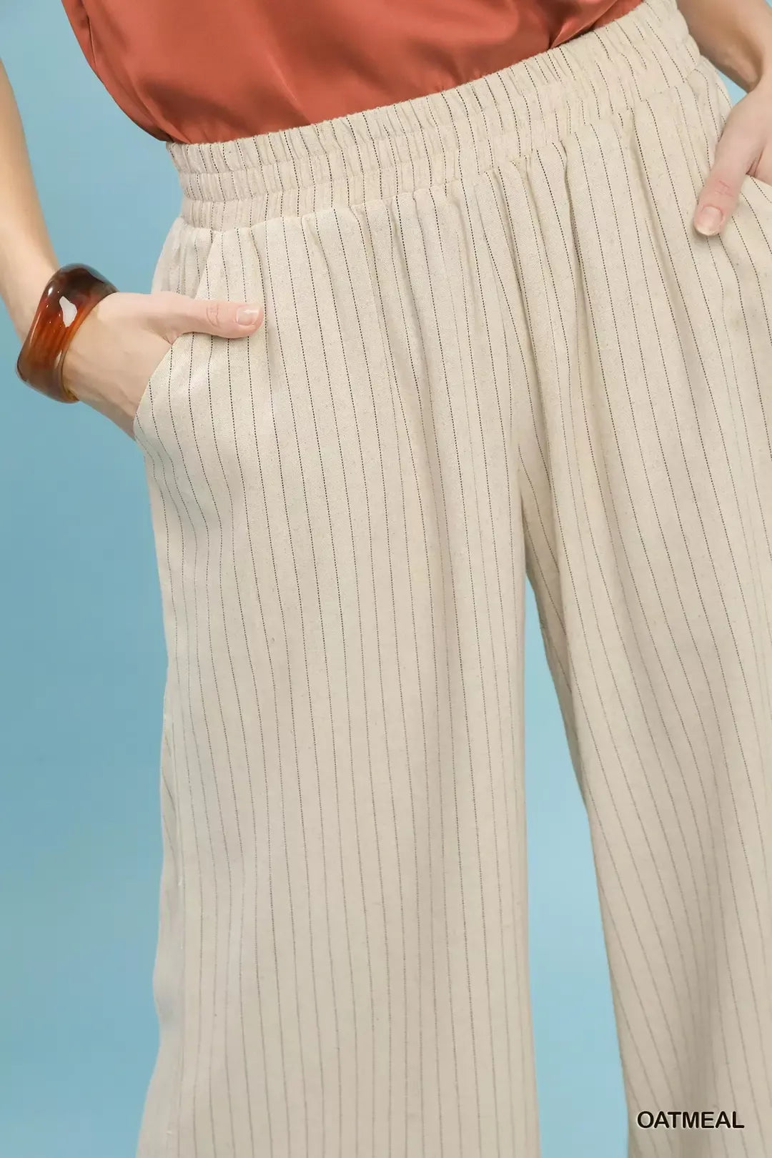 umgee pinstripe wide Umgee Pinstripe Wide Leg Pants view 6 (bottom) - shop at us.meeeshop