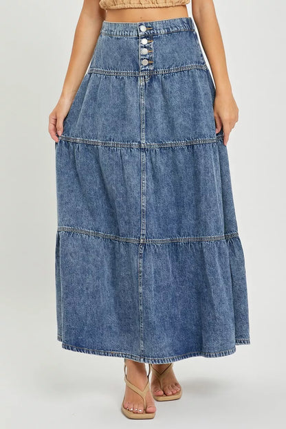 risen high rise Risen High Rise Ruffle Long Skirts view 2 (skirt) - shop at us.meeeshop