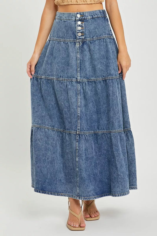 risen high rise RISEN High Rise Ruffle Long Skirts view 2 (skirt) - shop at us.meeeshop