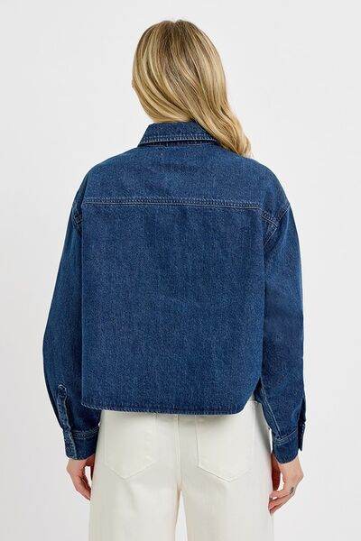 RISEN Button Up Long Sleeve Denim Shacket - us.meeeshop