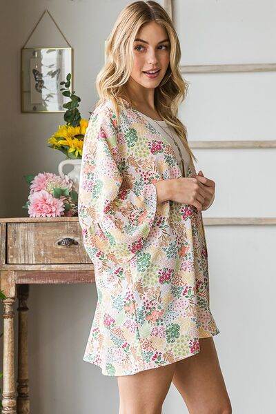 Heimish Full Size Multi Color Floral Open Cardigan Plus Size - us.meeeshop