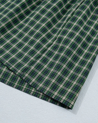 Daisy Plaid Square Neck Shirred High Waist Ruffle Hem Dress