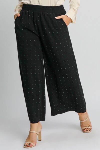 Umgee High Waisted Embellished Linen Pants Plus Size - us.meeeshop