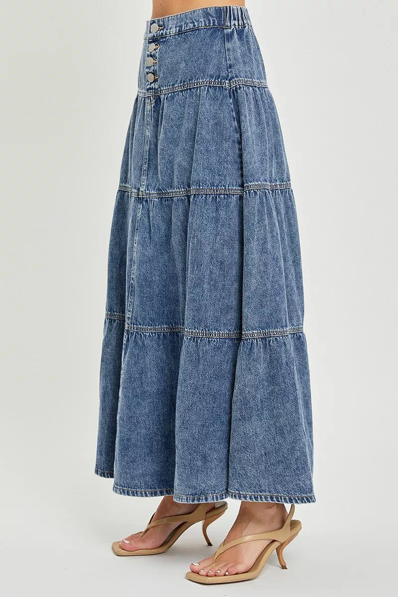 risen high rise Risen High Rise Ruffle Long Skirts view 3 (skirt) - shop at us.meeeshop