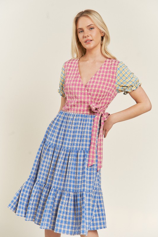 colorblock gingham dress Colorblock Gingham Dress MULTI (dress) - shop at us.meeeshop