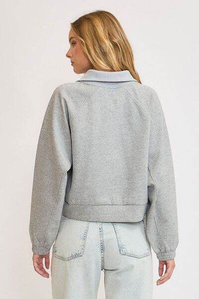 Umgee Half Zip Cropped Sweatshirt Plus Size - us.meeeshop