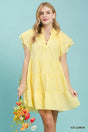 Umgee Tiered Ruffle Sleeve Textured Mini Dress