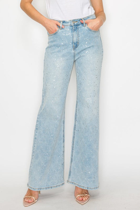 Metallic Ultra High Rise Relaxed Flare Jeans | view 5 | Artemis Vintage | us.meeeshop