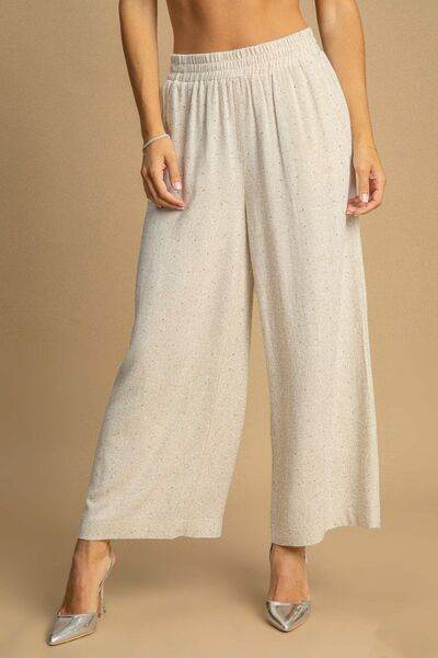 Umgee High Waisted Embellished Linen Pants Plus Size - us.meeeshop