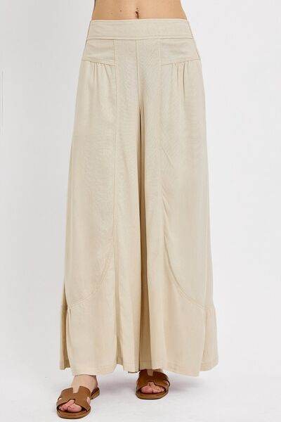 RISEN Shirring Detail Wide Leg Pants - us.meeeshop