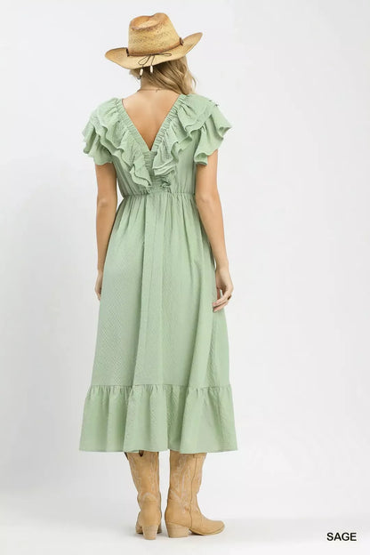 umgee textured ruffle Umgee Textured Ruffle Midi Dress view 4 (dress) - shop at us.meeeshop