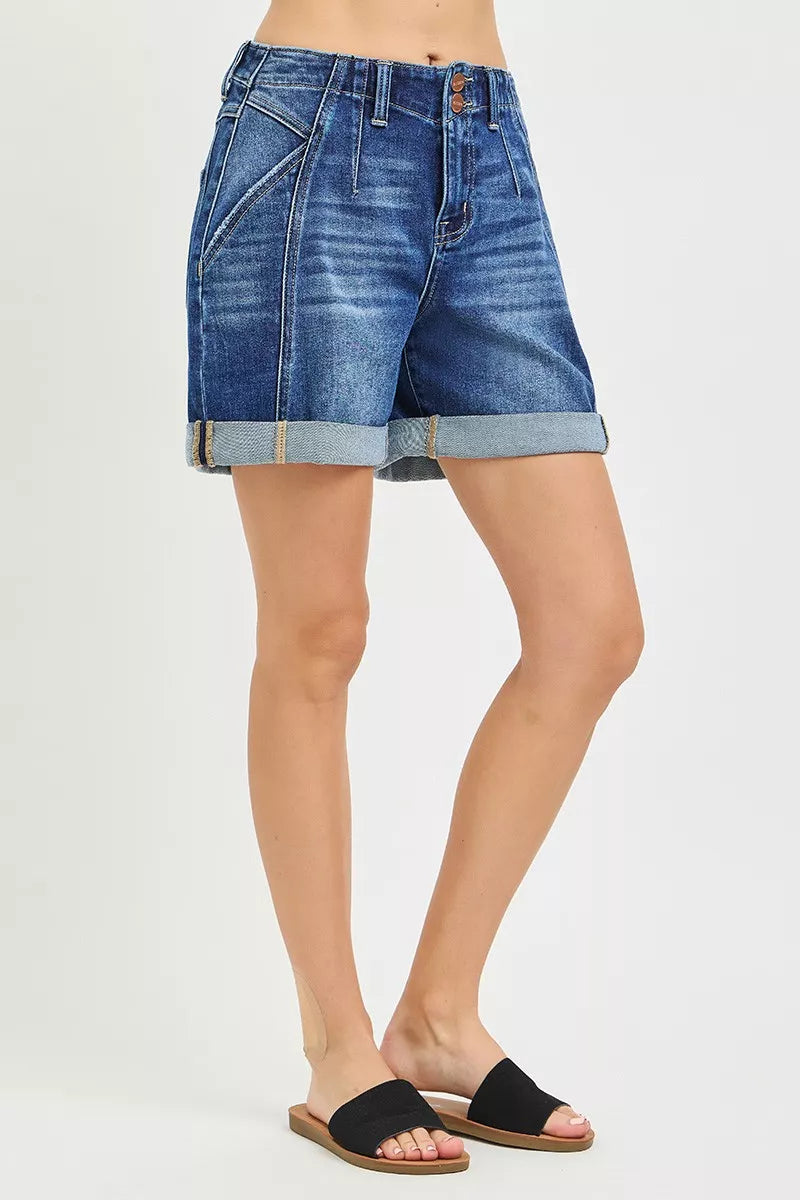 risen high rise RISEN High Rise Seamed Roll up Shorts view 3 (bottom) - shop at us.meeeshop