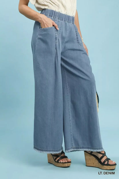 umgee stone washed Umgee Stone Washed Wide Leg Pants view 2 (bottom) - shop at us.meeeshop