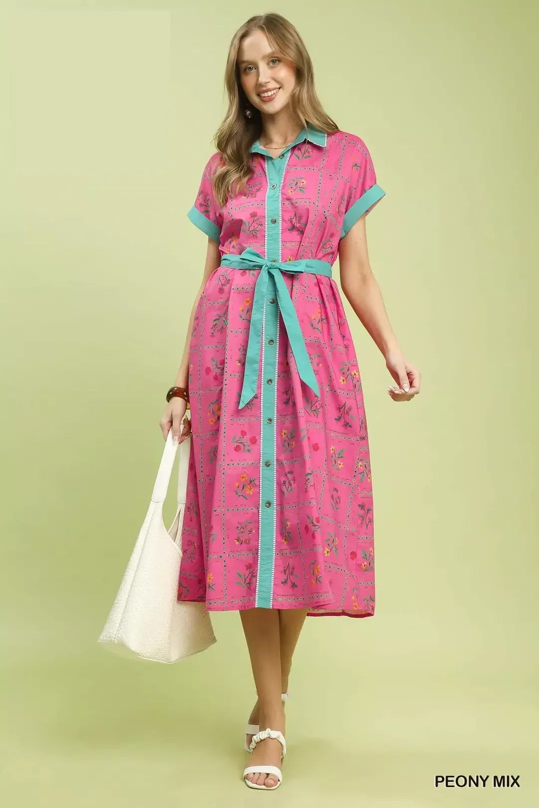 umgee mix floral Umgee Mix Floral Button-front Midi Dress view 6 (dress) - shop at us.meeeshop